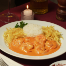 Strogonoff de camarões